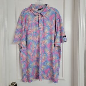 Sunday Swagger Polo Shirt Mens 2XL Multicolor Palm Tropical Golf Performance Top